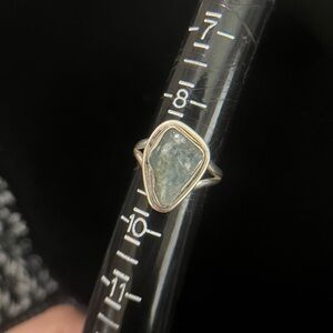 Blue Sea glass stone & .925 Silver Ring